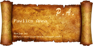 Pavlics Anna névjegykártya